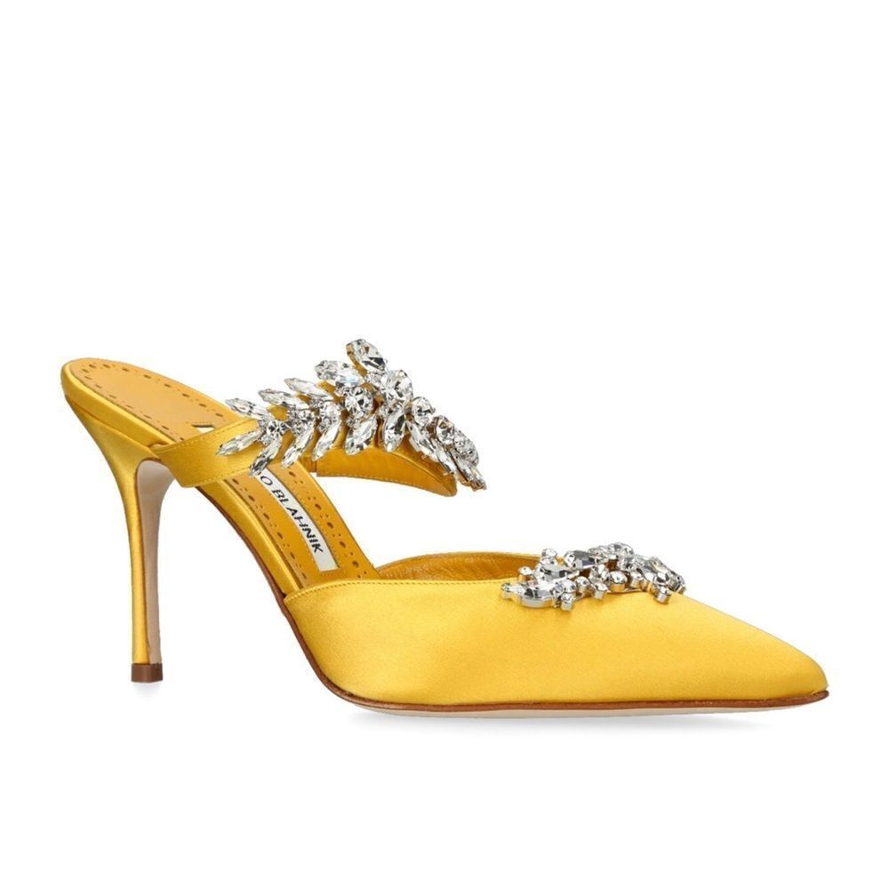 Manolo Blahnik Lurum 90MM Embellished Satin Mules size 40